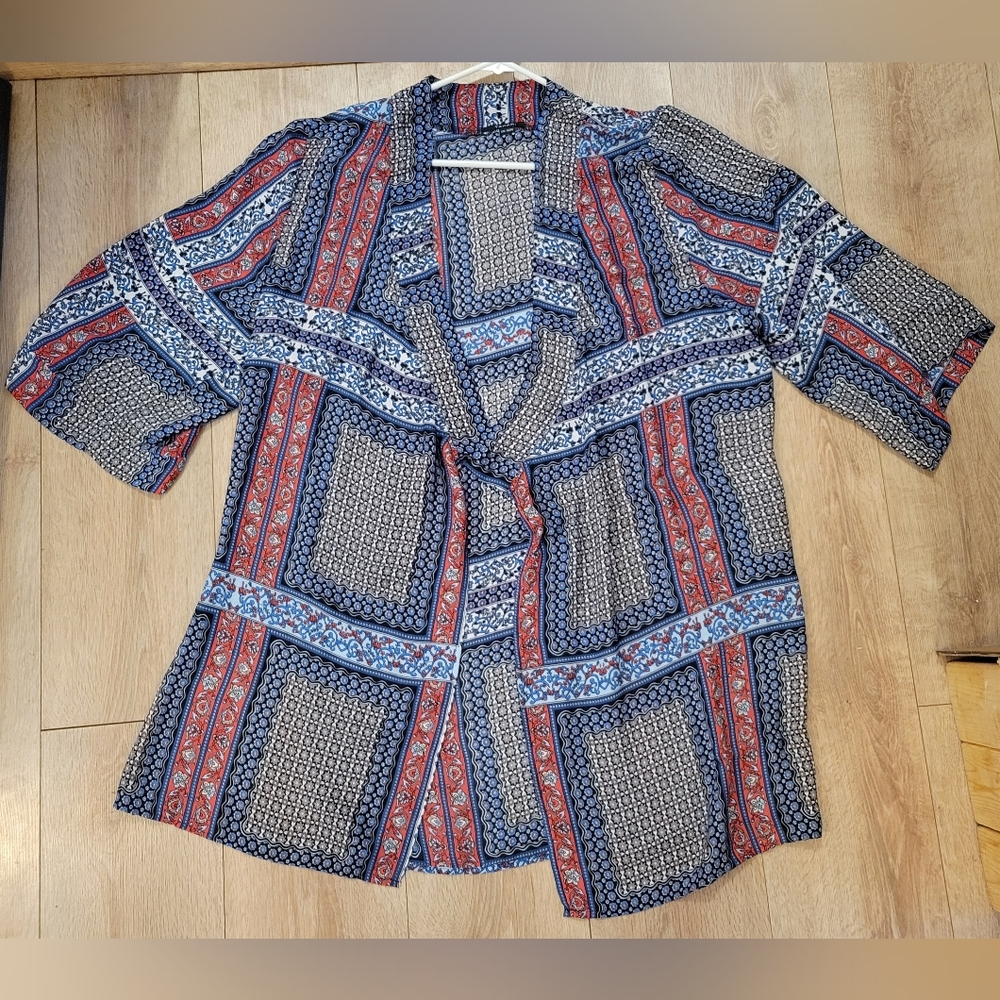 Patterned Open Kaftan Shawl Shirt?
